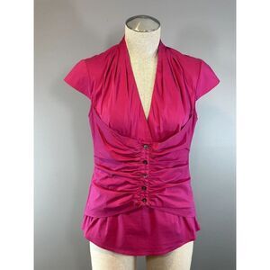 Trina Turk Cap Sleeve Blouse in Fuchsia size M